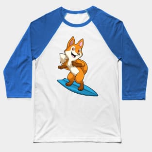 Fox as Surfer with Surfboard Baseball T-Shirt